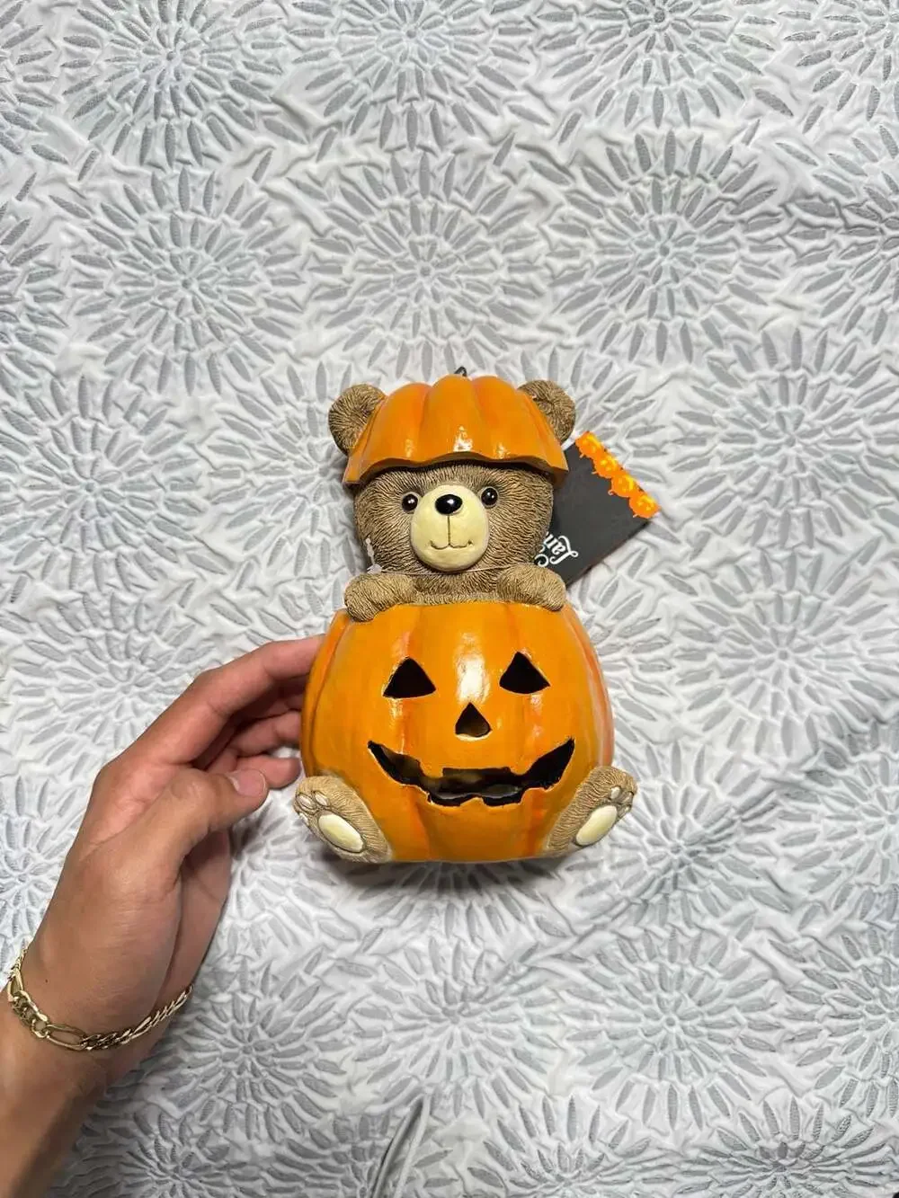Jack O' Lantern Lane LED Lighted Decor Bear in Pumpkin Figurine